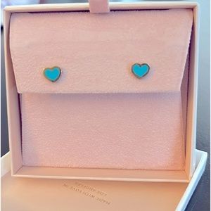 Jennifer Meyer Turquoise Inlay Heart Stud Earrings